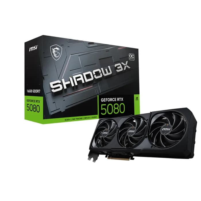 کارت گرافیک ام اس آی مدل GeForce RTX 5080 SHADOW 3X OC 16GB | عماد رایان کارت گرافیک ام اس آی مدل GeForce RTX 5080 SHADOW 3X OC 16GB