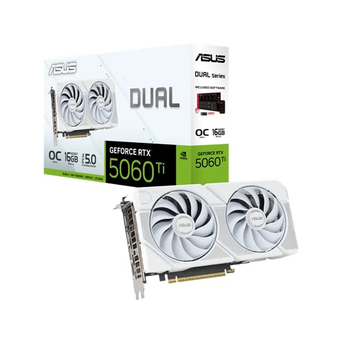 کارت گرافیک ایسوس مدل Dual GeForce RTX 5060 Ti WHITE 16GB GDDR7 OC | عماد رایان کارت گرافیک ایسوس مدل Dual GeForce RTX 5060 Ti WHITE 16GB GDDR7 OC